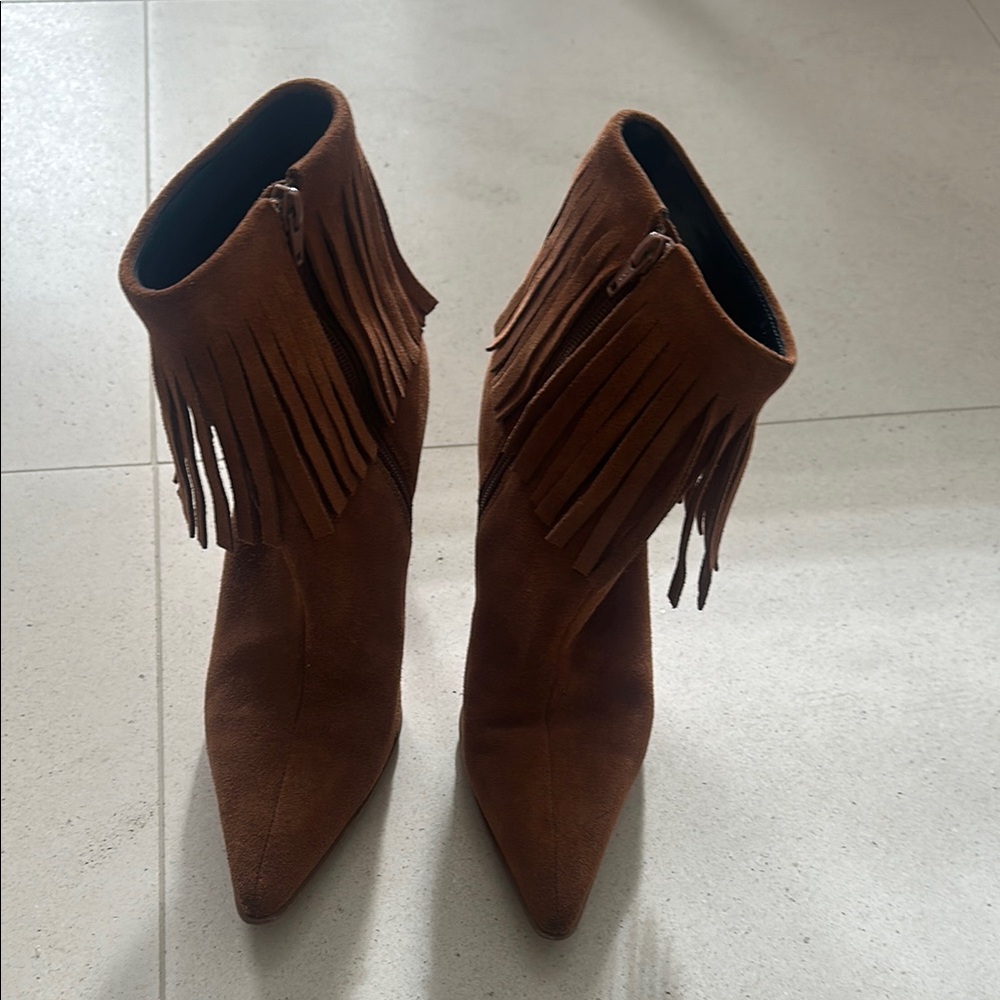 Brown Fringe Ankle Boots by Wanted!